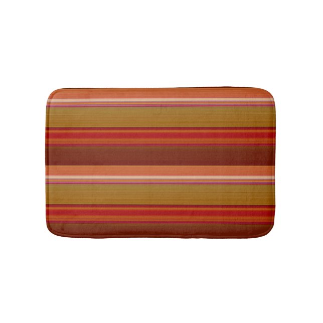 Orange Brown rust and Pink Stripes Bath Mat (Front)