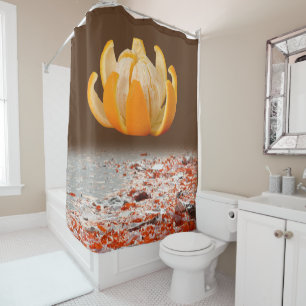 Orange Brown Shower Curtain