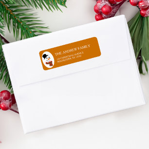 Orange-Brown Snowman Christmas Adress
