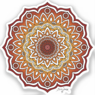 Orange & Brown Spiral and Floral Mandala