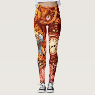 Orange + Brown Steampunk Mermaid Customized Tight Leggings