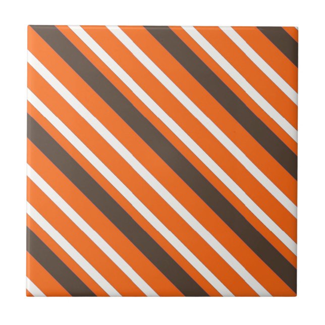 Orange Brown Striped Pattern Tile (Front)