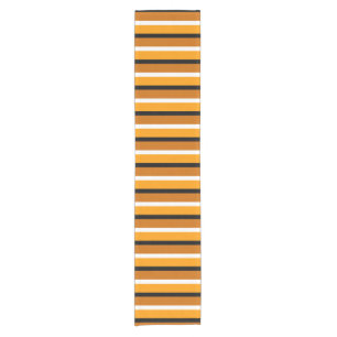 Orange Brown Stripes Pattern Design Short Table Runner