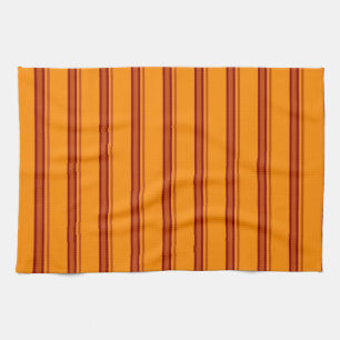 Orange / Brown Stripes Retro - Kitchen Towel