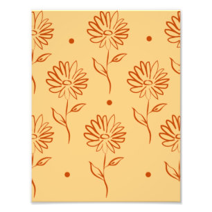 Orange Brown Sunflower Pattern Photo Print