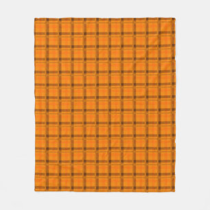 Orange - Brown Tartan Plaid Pattern Check Fleece Blanket