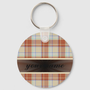 Orange Brown Tartan with Ribbon Keychain