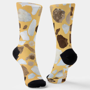 Orange Brown Terrazzo Pattern Socks