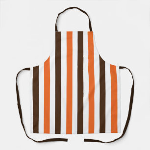 Orange Brown Vertical Stripes Pattern Apron