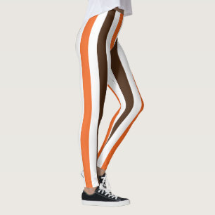 Orange Brown Vertical Stripes Pattern Leggings