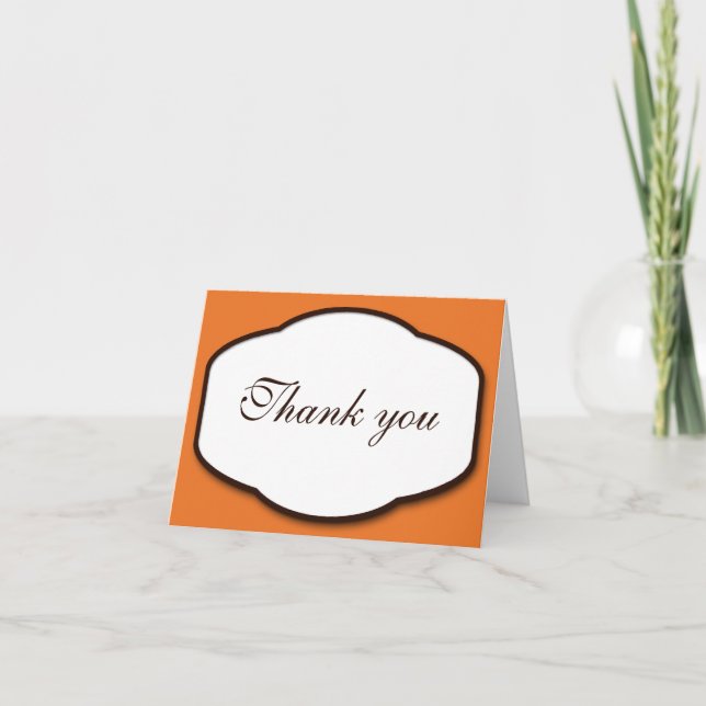 Orange Brown & White Thank You Note Cards (Front)