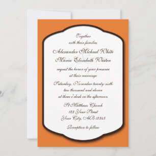Orange Brown & White Wedding Invitations