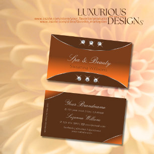 Orange Brown with Silver Decor Sparkling Jewels Business Card
