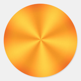 Orange Brushed Metal Look Radial Pattern Classic Round Sticker