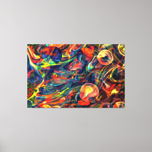 Orange Bubble Abstract wall art canvas Multicolor