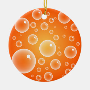 Orange Bubbles Ceramic Ornament