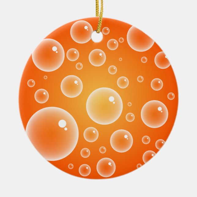 Orange Bubbles Ceramic Ornament (Front)