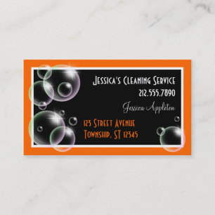 Orange Bubbles Cleaning Service Business Cards