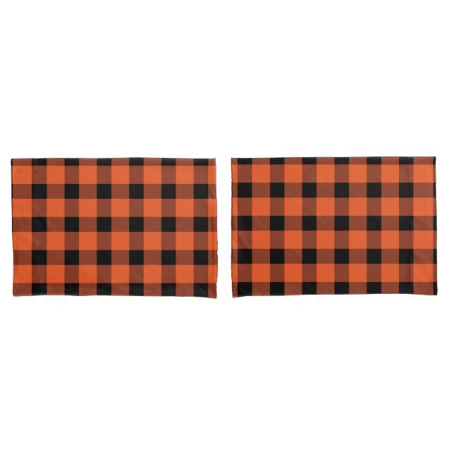 Orange Buffalo Country Lumberjack Plaid Pillowcase (Front-Set)