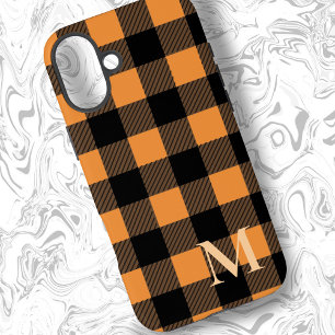Orange Buffalo Plaid Check iPhone 16 Plus Case