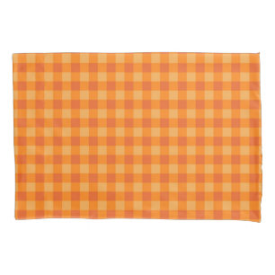 Orange Buffalo Plaid Cheerful Decor Pillow Case 