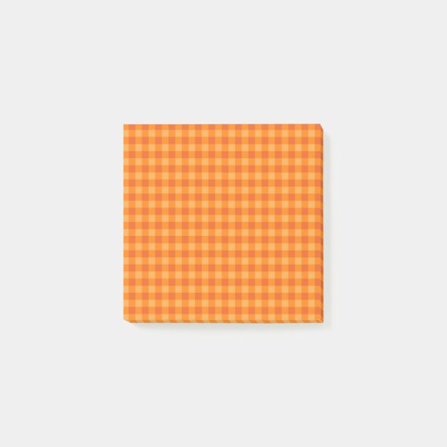 Orange Buffalo Plaid Cheerful Organization Post-it Notes (Front)