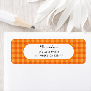 Orange Buffalo Plaid Holiday Return Address Label
