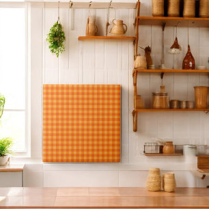 Orange Buffalo Plaid Holiday Tile