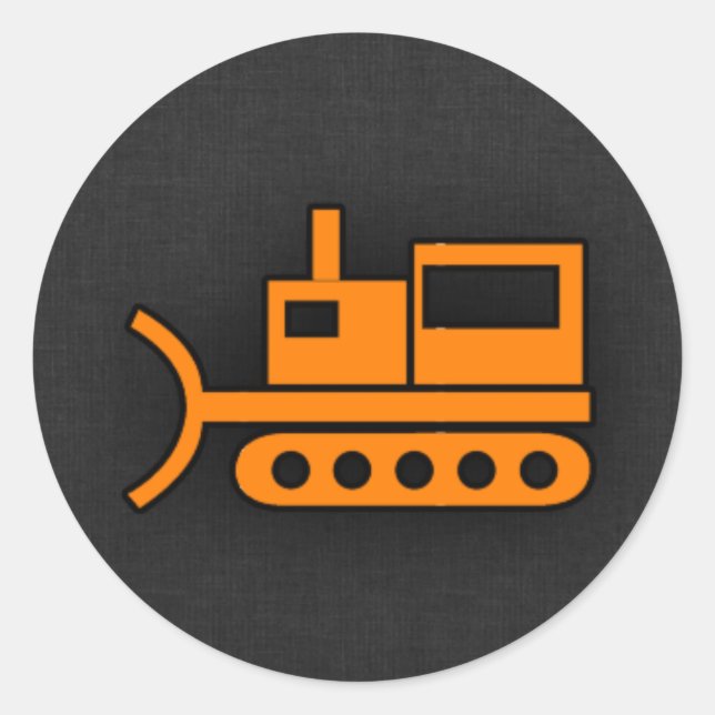Orange Bulldozer Classic Round Sticker (Front)