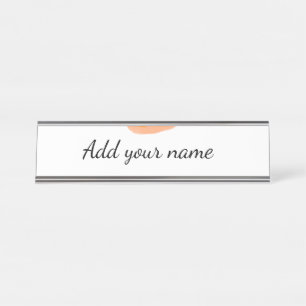 Orange burger watercolor add name text food fries desk name plate
