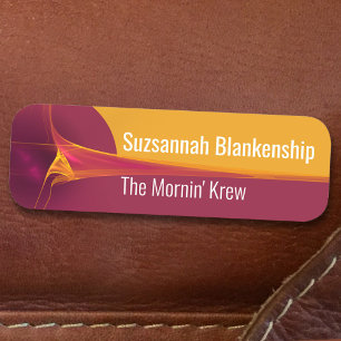 Orange Burgundy Blast Streaked Background Name Tag