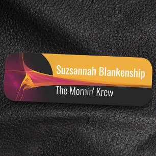 Orange Burgundy Blast Streaked Background Name Tag