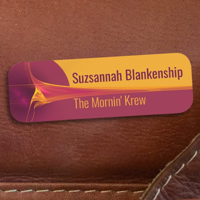 Orange Burgundy Blast Streaked Background Name Tag (Creator Uploaded)
