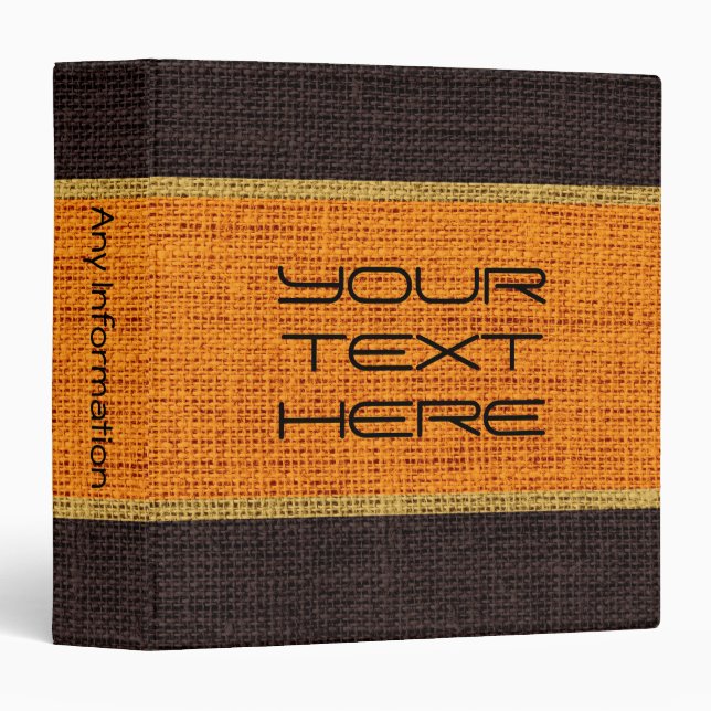 Orange Burlap Linen Rustic Jute Binder (Front/Spine)