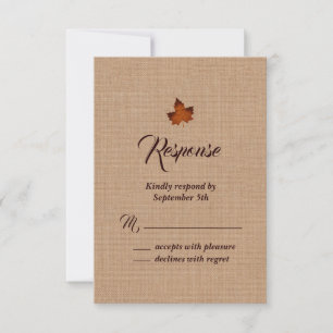 Orange Burlap Maple Leaf RSVP