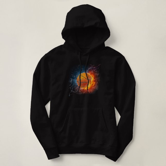 Orange burning basketball , NBA Basketball Sport Hoodie (Design Front)