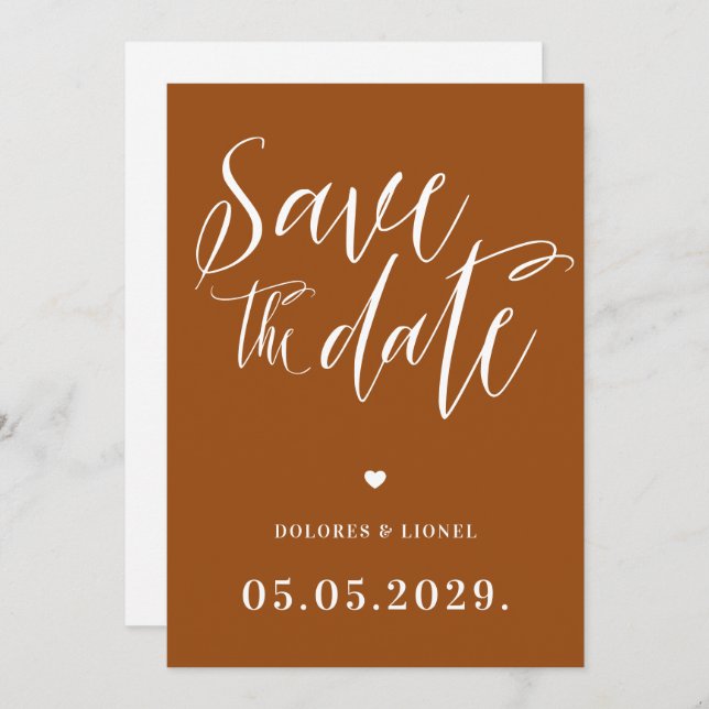 Orange Burnt Pink Save the date Invitation (Front/Back)