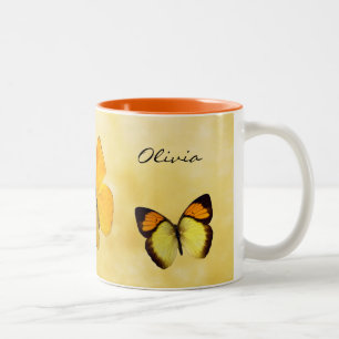 Orange Butterflies Personalized Name Mug