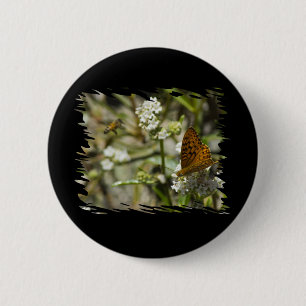 Orange Butterfly and Bee 2 Inch Round Button