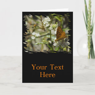 Orange Butterfly and Bee Card