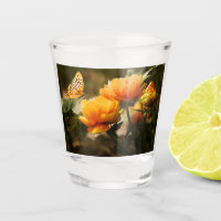 Orange Butterfly and Flowers