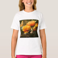 Orange Butterfly and Flowers