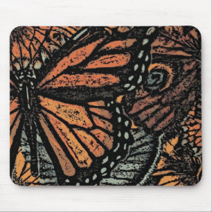Orange butterfly fantasy abstract art mouse pad