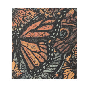 Orange butterfly fantasy abstract art notepad