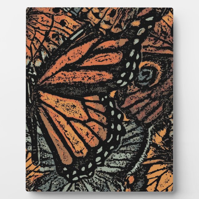 Orange butterfly fantasy abstract art plaque (Front)