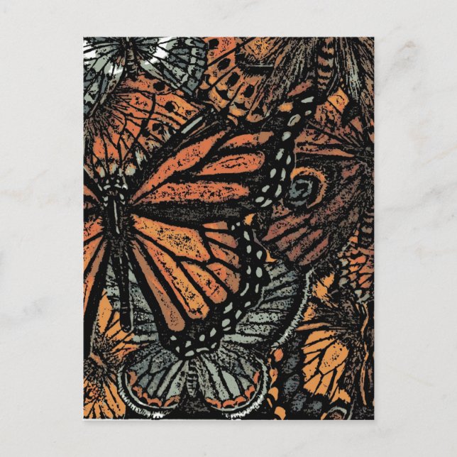 Orange butterfly fantasy abstract art postcard (Front)
