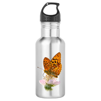 Orange Butterfly Floral Stainless Steel Water Bott 532 Ml Water Bottle