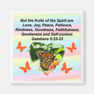 ORANGE BUTTERFLY FRUITS OF THE SPIRIT GALATIANS 5 MAGNET