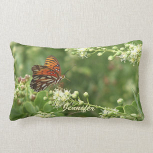 Orange Butterfly Green Personalized Lumbar Pillow