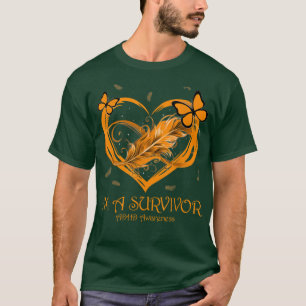 Orange Butterfly Heart I'm A Survivor ADHD Awarene T-Shirt